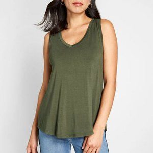 Endless Possibilities V Neck Tank Top in Olive Green - Small